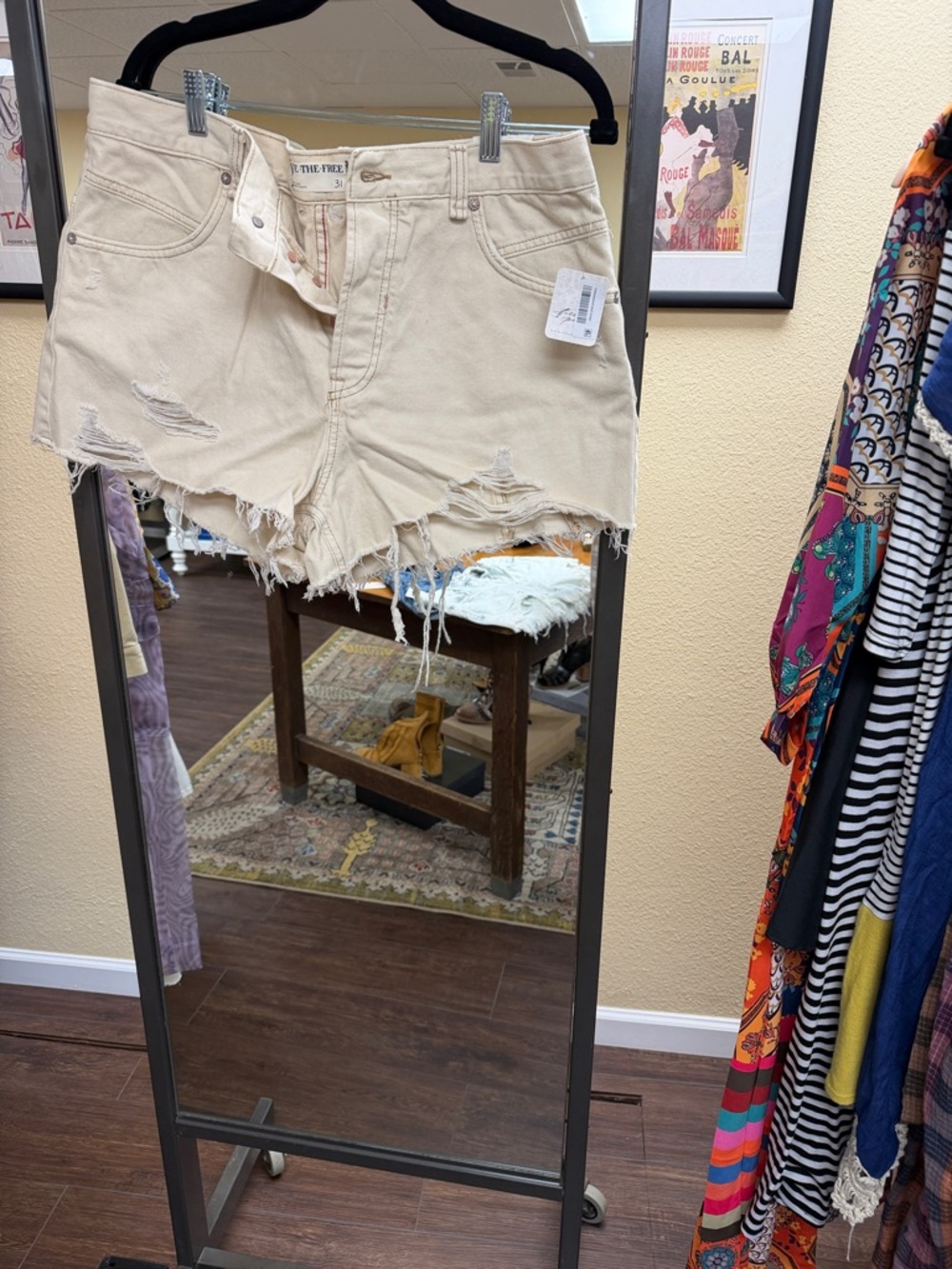 We The Free Cream High-Rise Denim Shorts